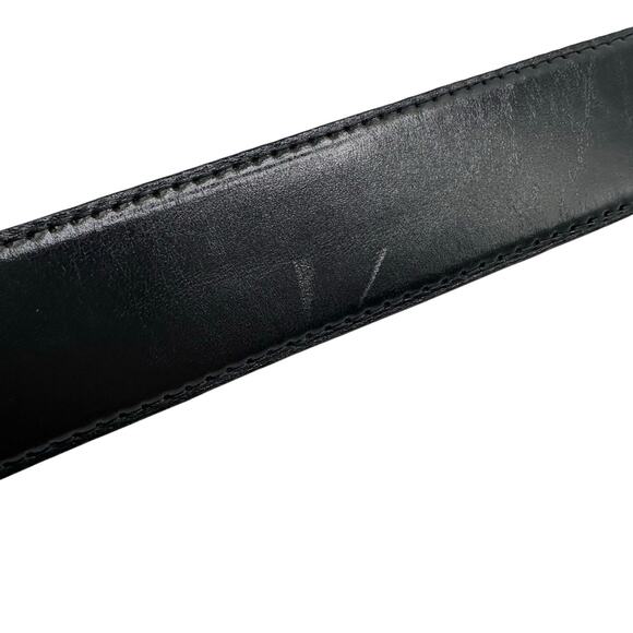Zara | Women | Black Solid Geometric Brass Buckle Leather Belt | Size EU 85 main image 10